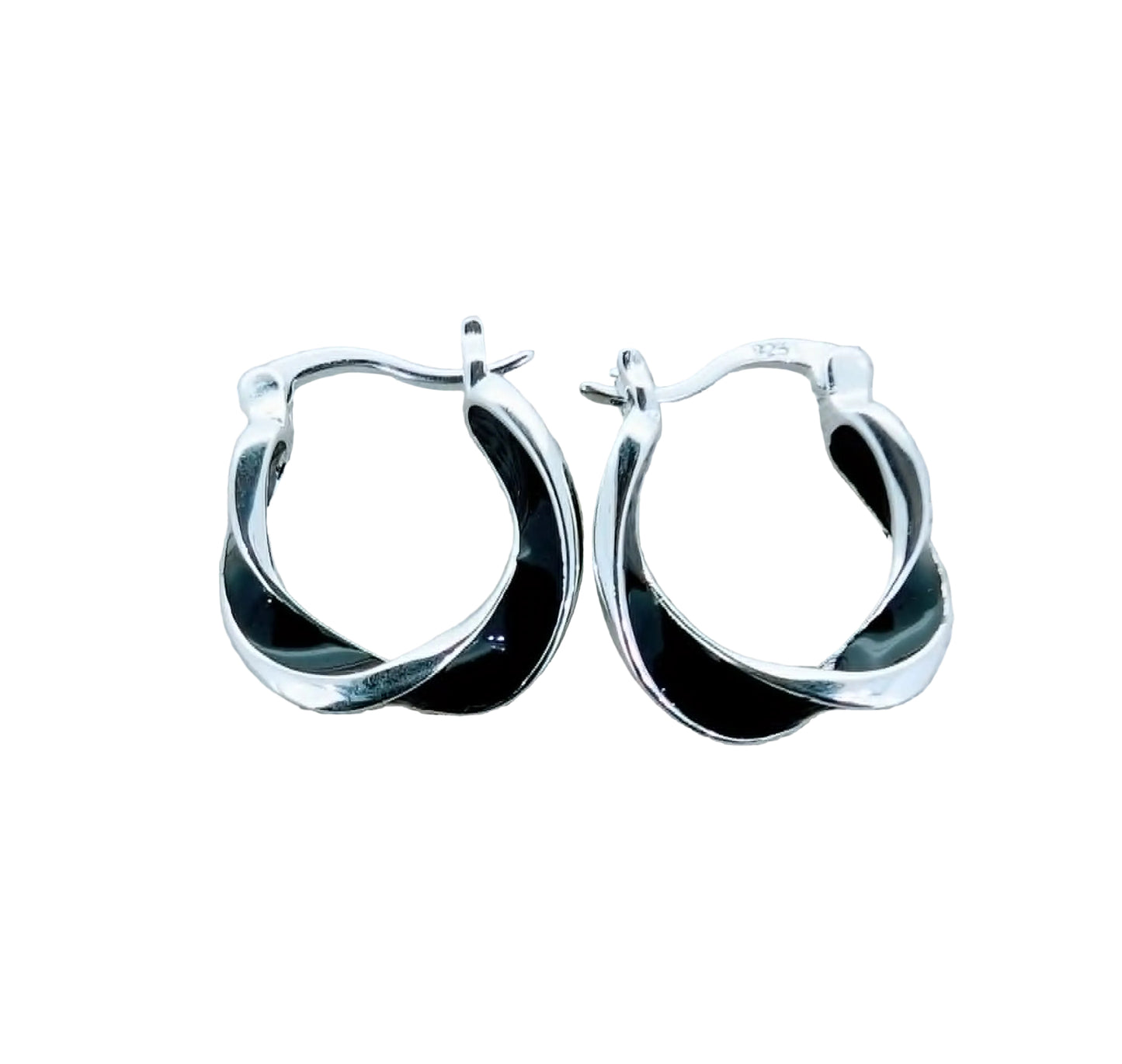 Twisted sleeper earrings blend sleek sterling silver with rich black resin for a look that’s equal parts edgy and effortless