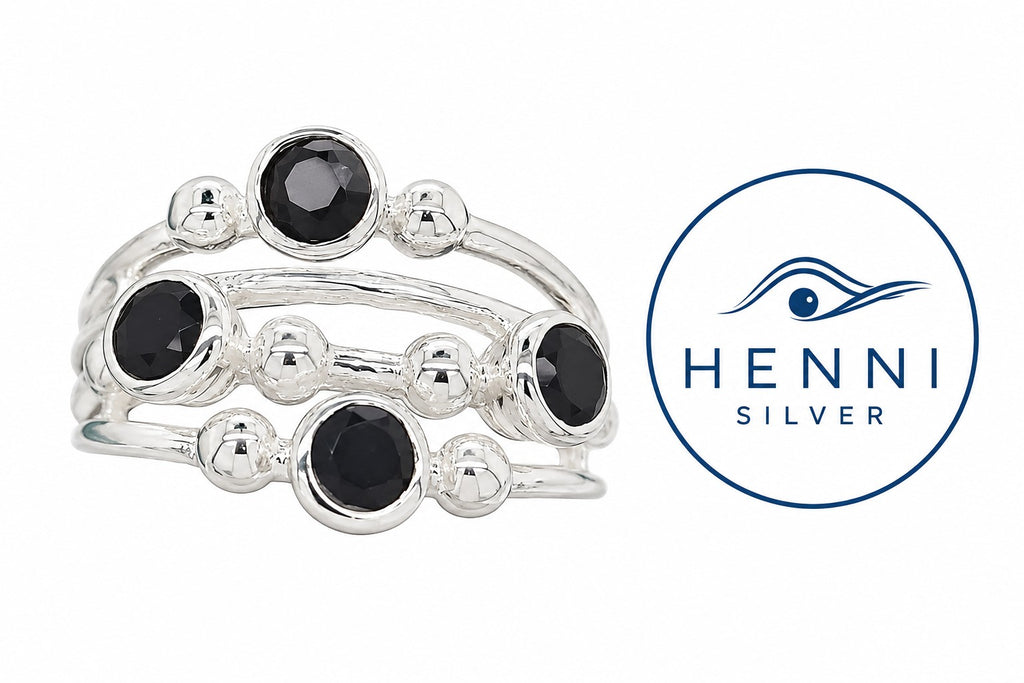 Sterling Silver Black Onyx Multi-Strand Ring
