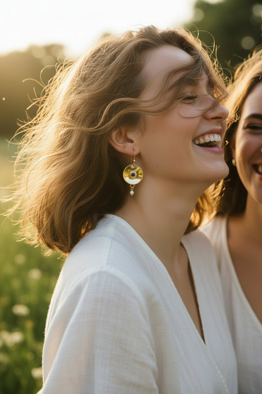 Gold over sterling silver earrings -  the blue of the lapis contrasts beautifully with the pearl drop