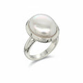 Luminous baroque pearl set in sterling silver with a graceful split band — beautifully unique