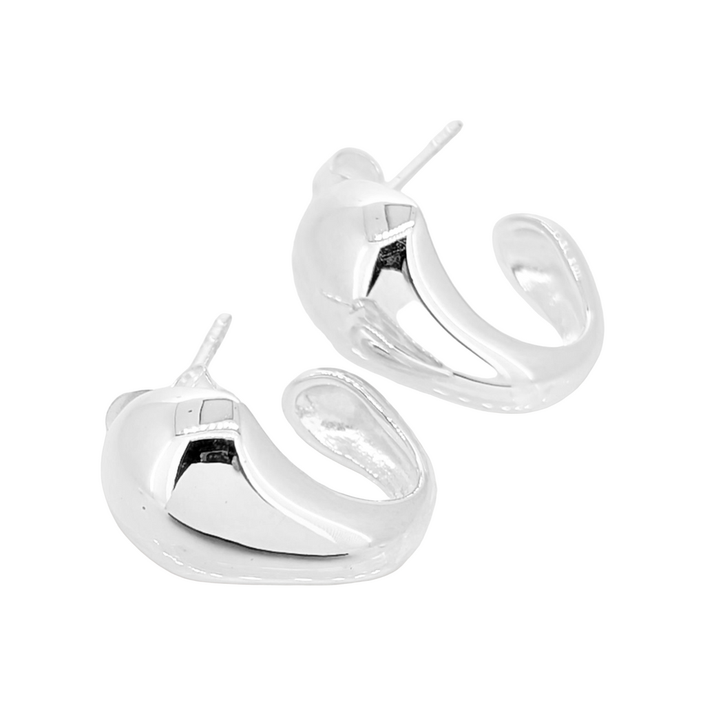 Sterling silver stud with wide bold front presence tapering underneath adds to the pizazz of these earrings