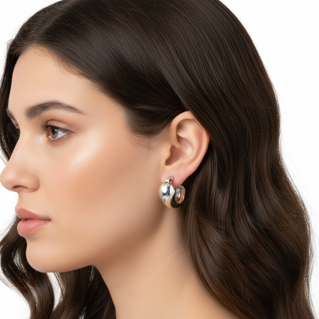 Sterling silver stud with wide bold front presence tapering underneath adds to the pizazz of these earrings