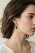 Gold plated sterling silver smoky quartz hook earrings feature beautifully cut smoky quartz gemstone embraced in a modern snug wrap setting