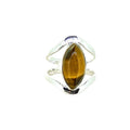 Silver ring with a marquise-shaped tiger's eye stone 