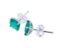 Petite green onyx gemstone sterling silver stud earrings offer a striking pop of colour